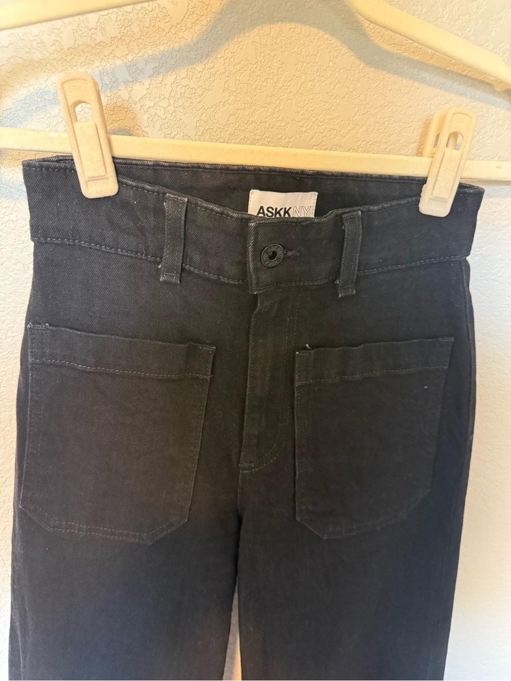 ASKK NY High-Rise Black Women's Jeans with Front Patch Pockets